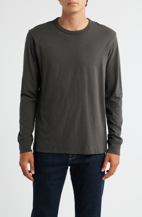 Long Sleeve Slub Cotton Crewneck T-Shirt
