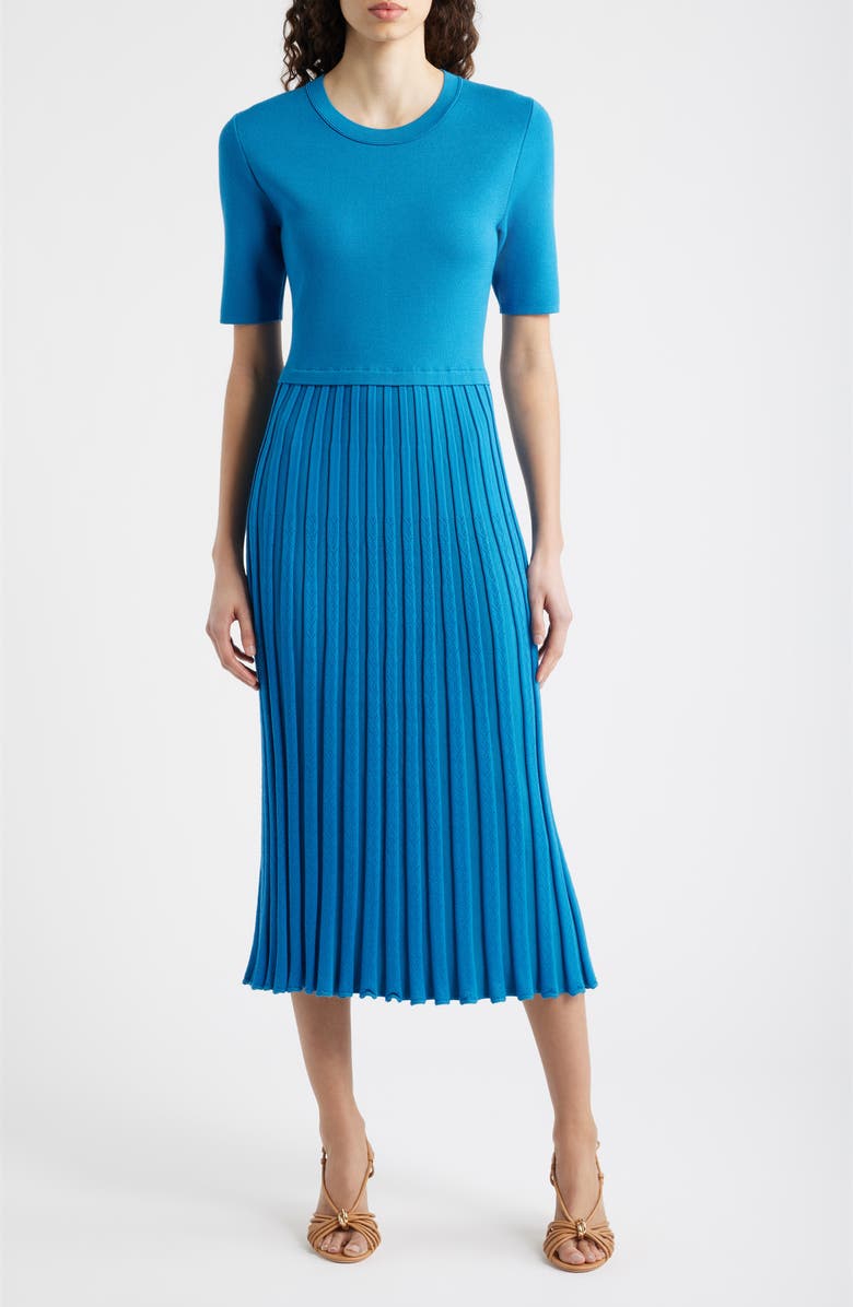 Elie Tahari The Vesper Knit Midi Dress, Main, color, Blue Palace