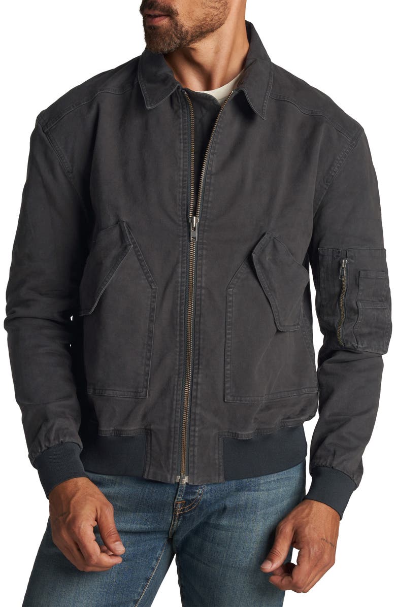 Rowan Dillon Twill Bomber Jacket, Main, color, Faded Black