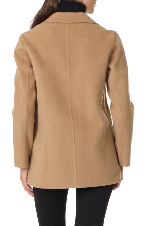 Bruno Magli Double Face Wool Blend Coat In Brown