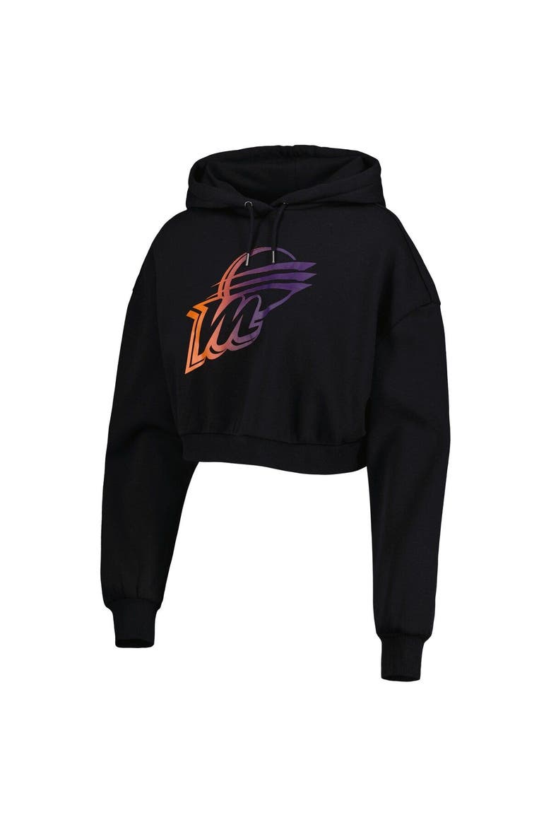 Women's The Wild Collective Black Phoenix Mercury Washed Cropped Pullover Hoodie, Alternate, color, Black
