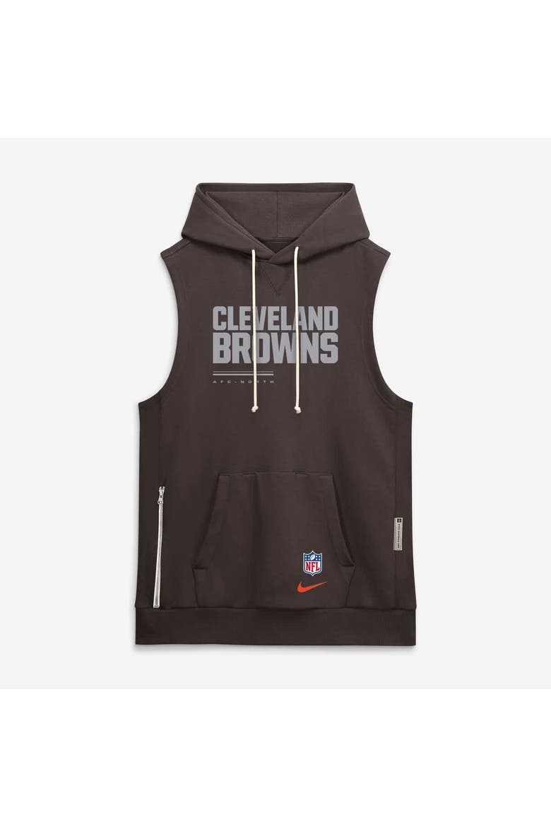 Men's Nike Brown Cleveland Browns Sideline Standard Issue Dri-FIT Sleeveless Hoodie, Alternate, color, Brown