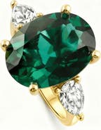 Bliss Diamond 16x12mm Emerald & 1Ct Pear Shape Diamond Ring 14k Gold Lab Grown