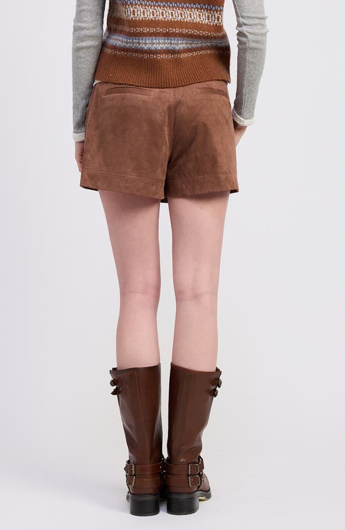Jacquie The Label Cordelia Faux Suede Shorts In Brown