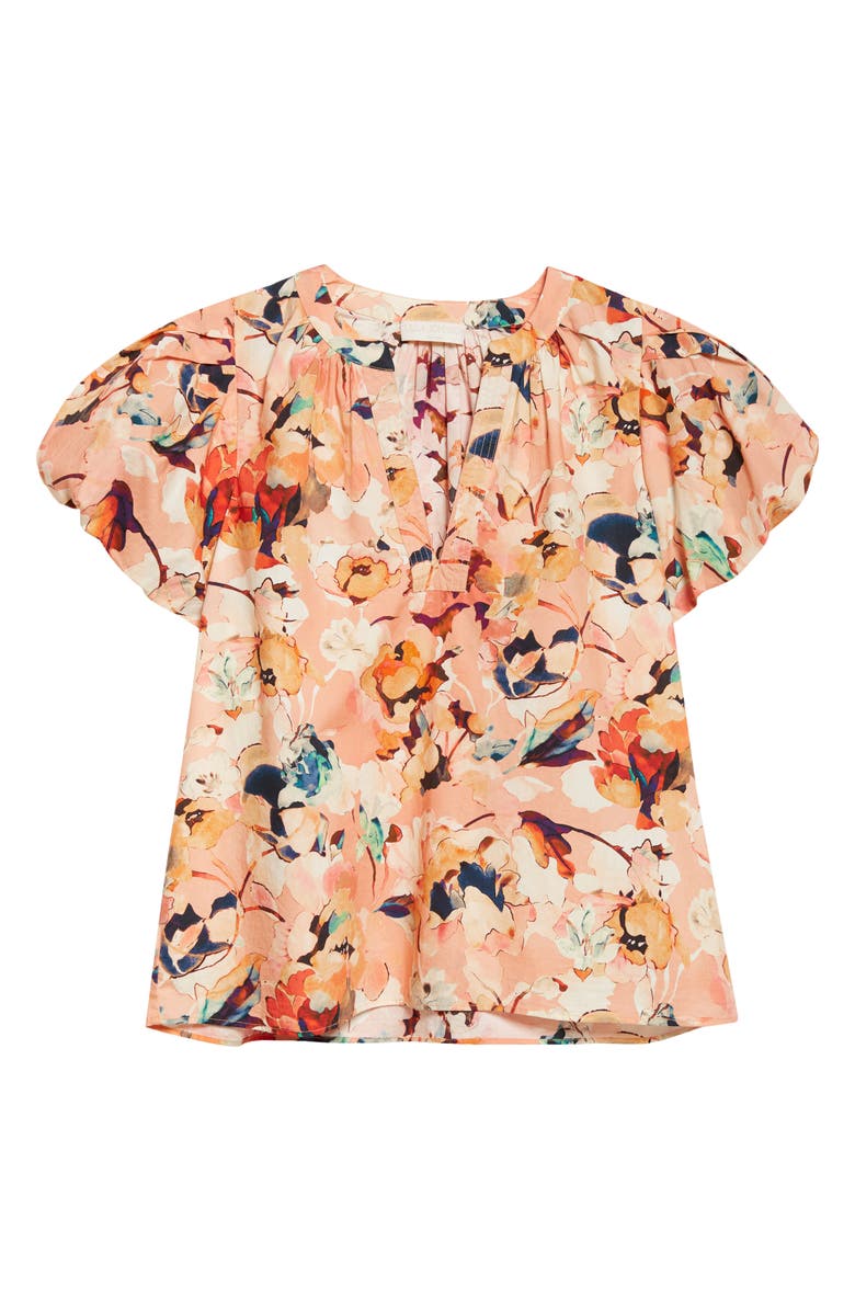 Ulla Johnson Abril Floral Print Puff Sleeve Top, Alternate, color, Camellia
