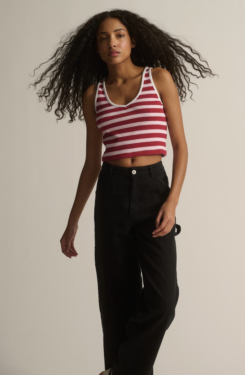 Brooklyn Industries Garnet Rib Stripe Crop Tank, Alternate, color, Garnet Stripe