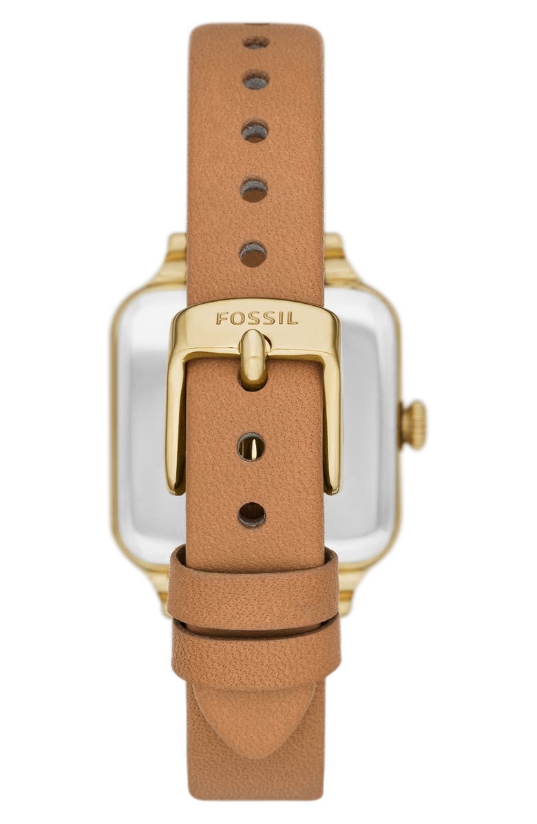 Fossil Colleen Leather Strap Watch, 28mm, Alternate, color, Gold