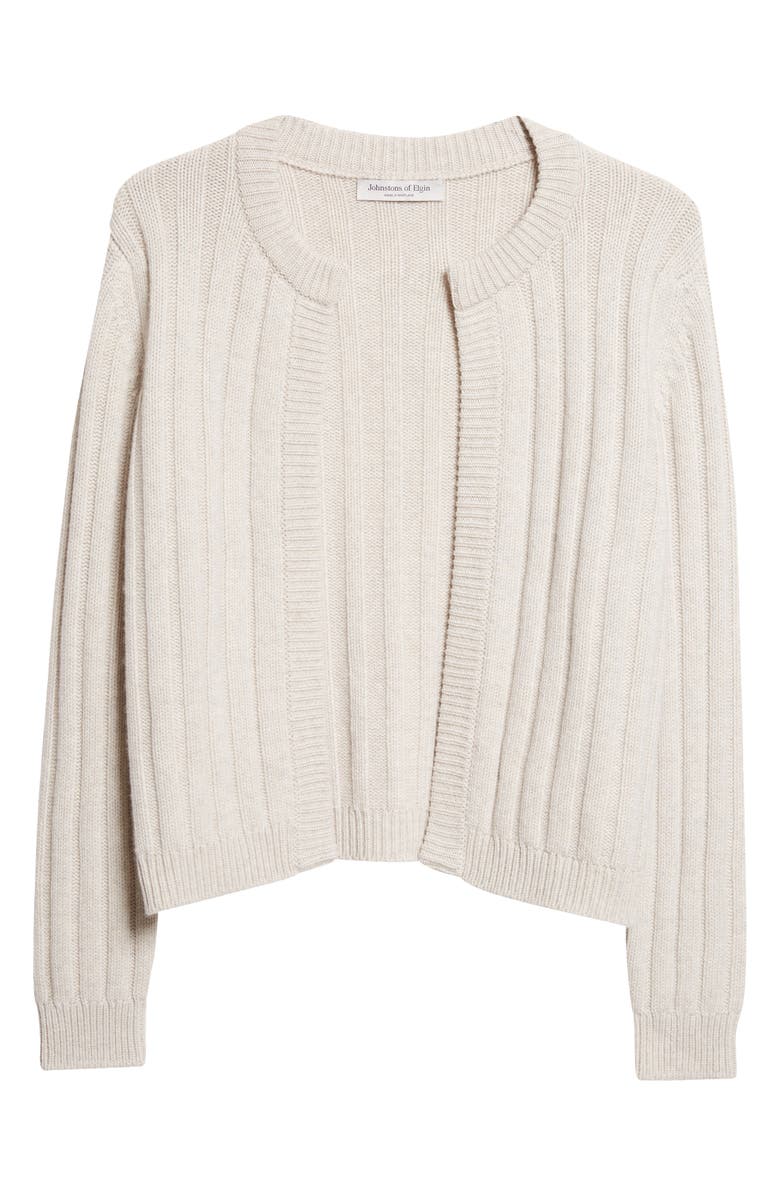 Johnstons of Elgin Lecht Open Front Rib Cashmere Cardigan, Main, color, Lunan Sand