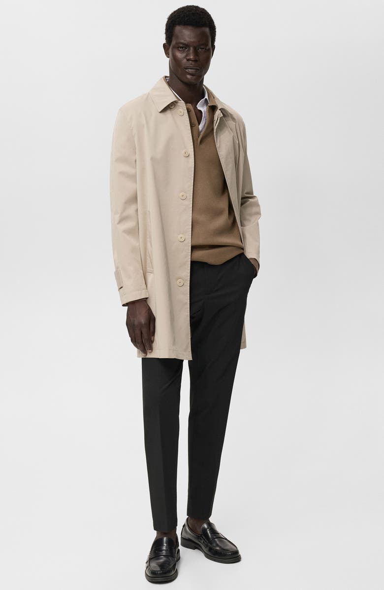 MANGO Long Sleeve Piqué Polo, Alternate, color, Medium Brown