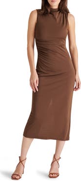 Steve Madden Sleeveless Ruched Midi Dress