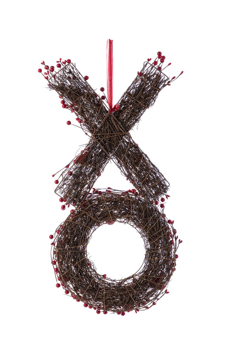 Glitzhome 24"H Red Valentine's XO Shaped Wreath, Alternate, color, Red