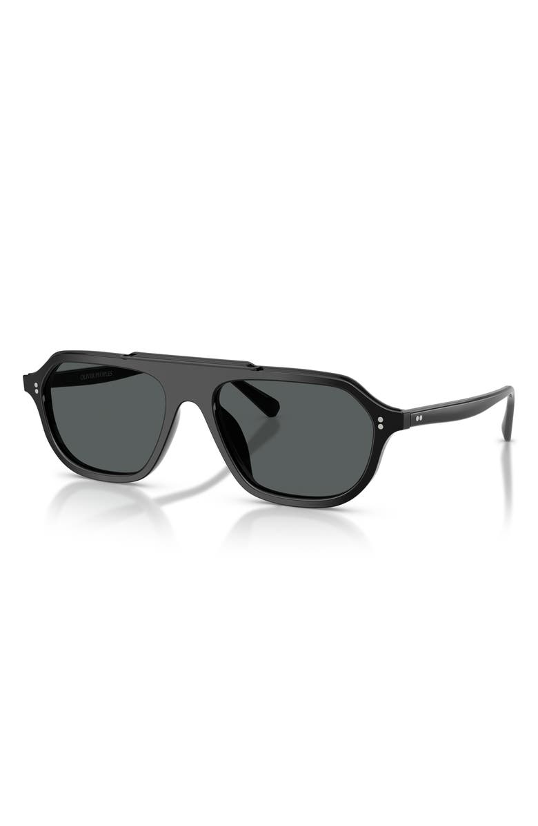 Oliver Peoples 58mm Estin Polarized Irregular Sunglasses, Alternate, color, Black / Midnight Express Polar