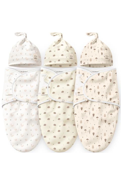 3-Pack Soothe Swaddle Wraps with Knot Hats