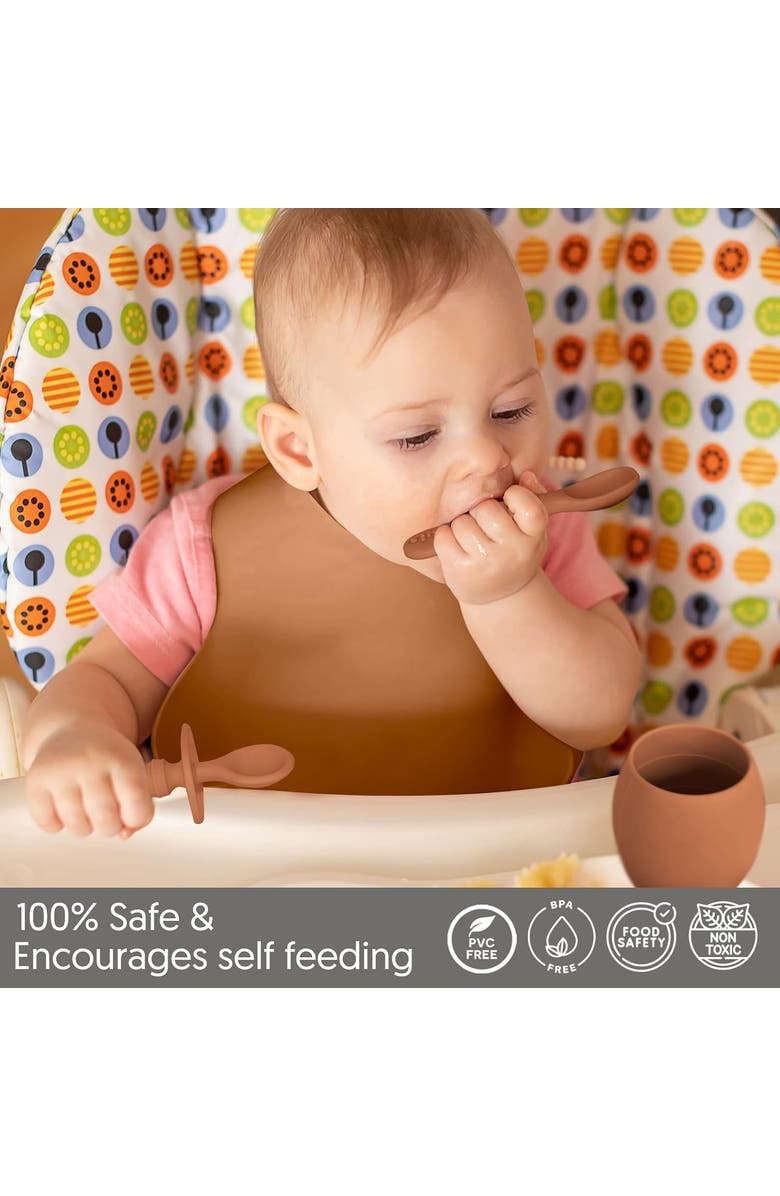 Sperric Baby Silicone Feeding Set 8-Piece, Alternate, color, Sunrise / Cool Gray