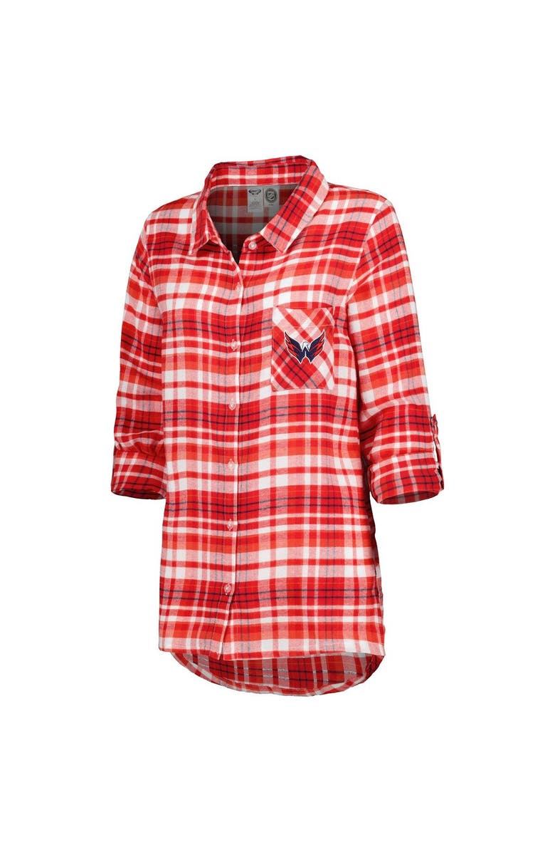 CONCEPTS SPORT Women's Concepts Sport Red Washington Capitals Mainstay Flannel Full-Button Long Sleeve Nightshirt, Alternate, color, Red