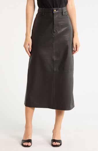 The Leather Column Midi Skirt