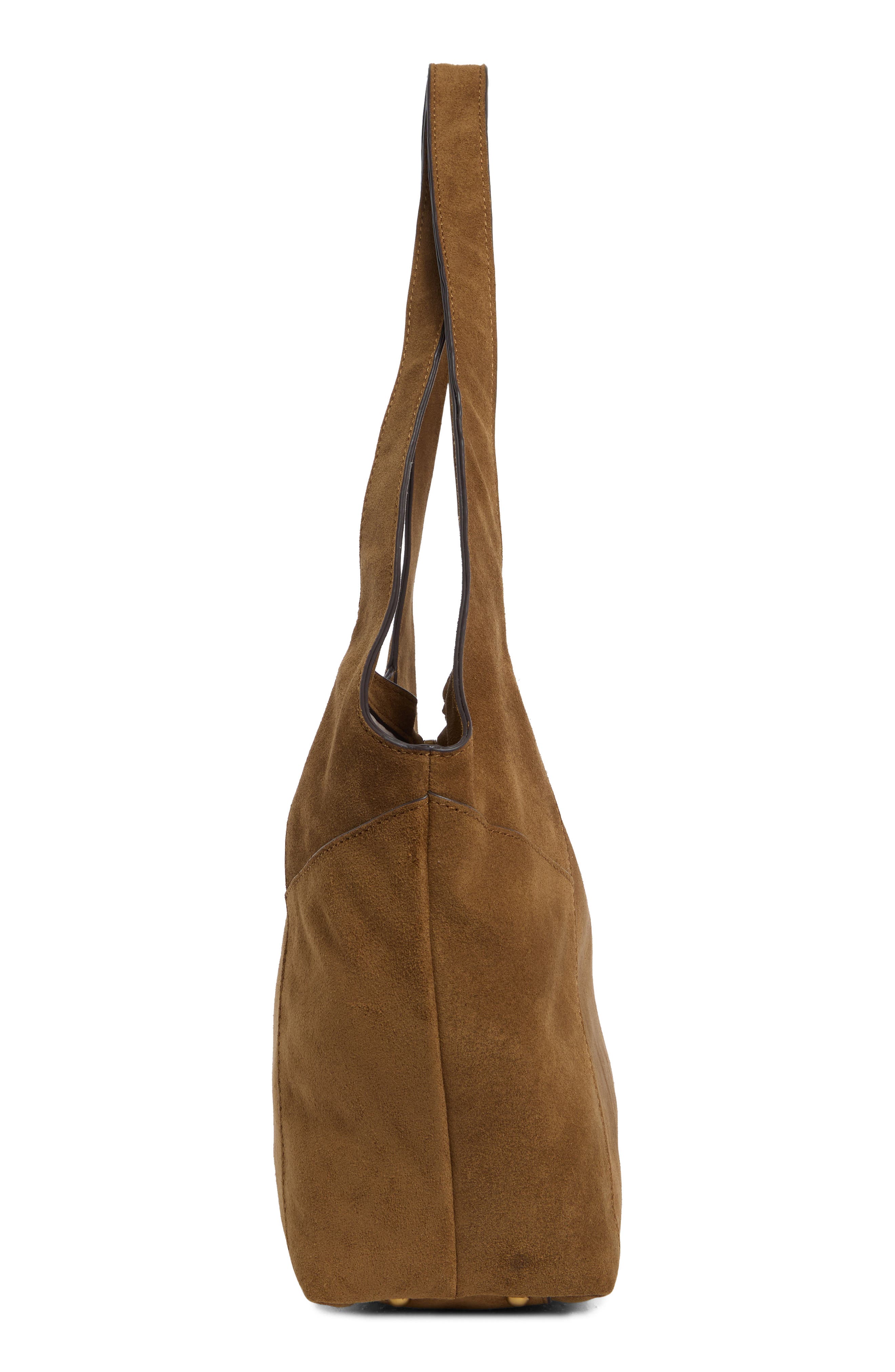 rag & bone Small Brayton Suede Shopper, Alternate, color, Golden Brown