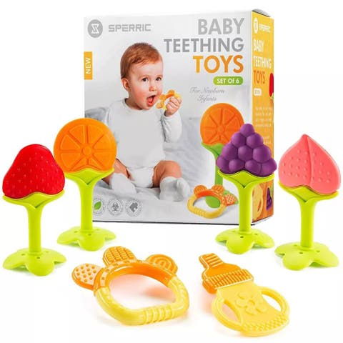 Silicone Baby Teethers Freezer Safe Gift Set, 6-Piece
