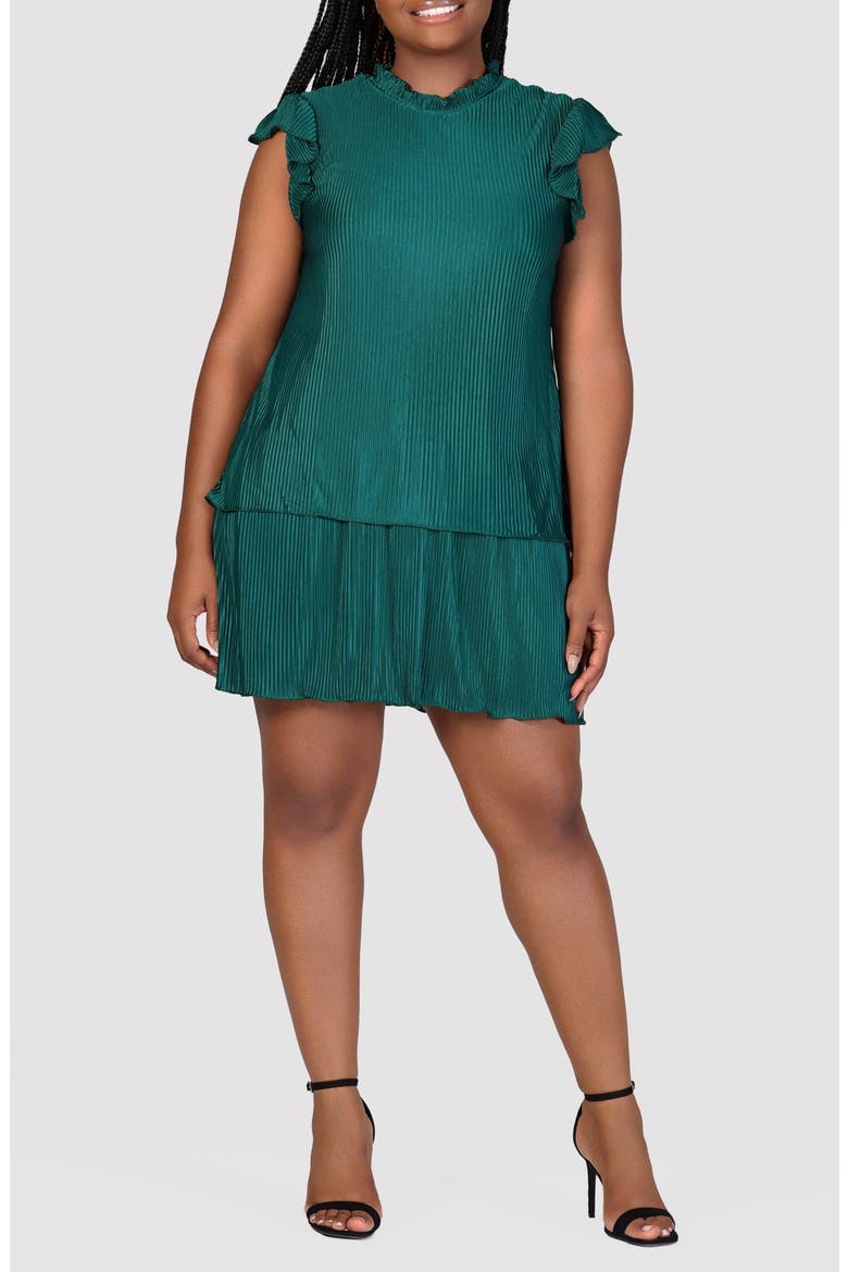 Micropleat Tiered Minidress, Main, color, HUNTER