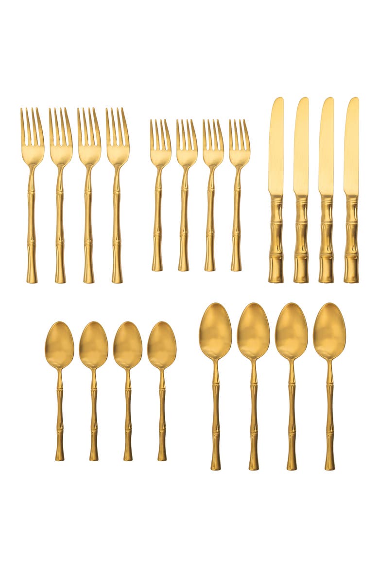 Bamboo Gold 20-Piece Flatware Set, Alternate, color, GOLD