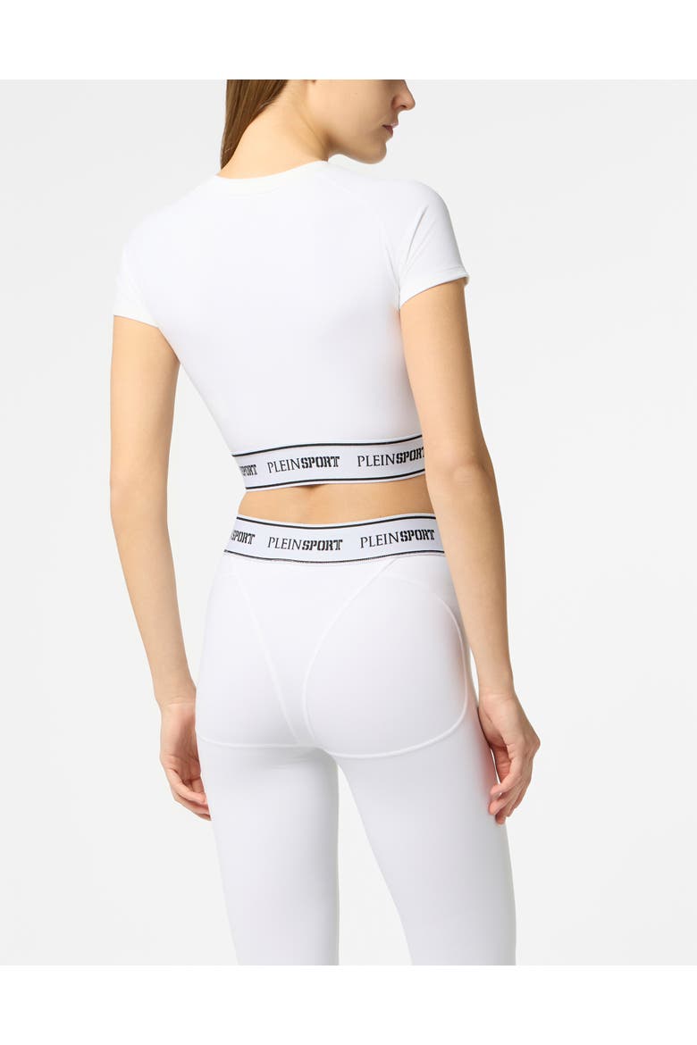 Fleece Cropped T-Shirt Women, Alternate, color, white