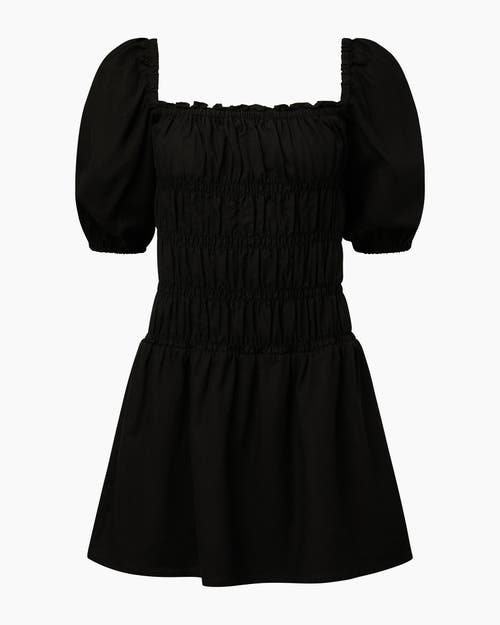 Onia Air Linen Smocked Mini Dress In Black