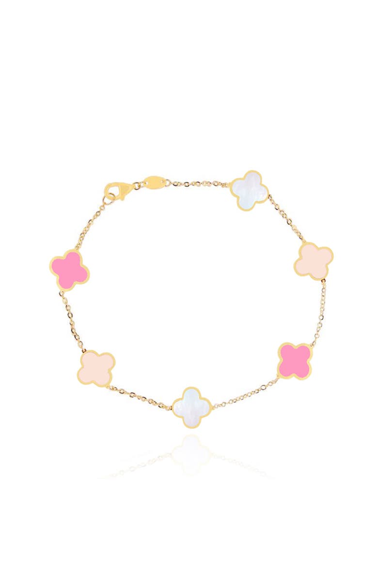 The Lovery Fine Jewelry Small Pink Mixed Clover Bracelet, Main, color, Pink Mixed