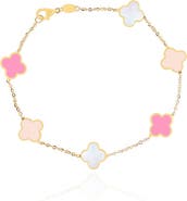 The Lovery Fine Jewelry Small Pink Mixed Clover Bracelet