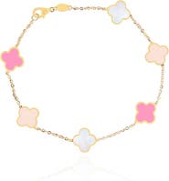 The Lovery Fine Jewelry Small Pink Mixed Clover Bracelet
