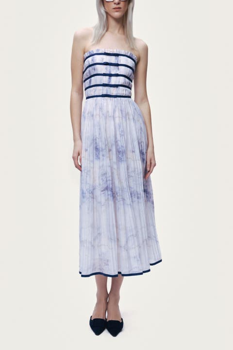 Bow Detail Strapless Midi Dress