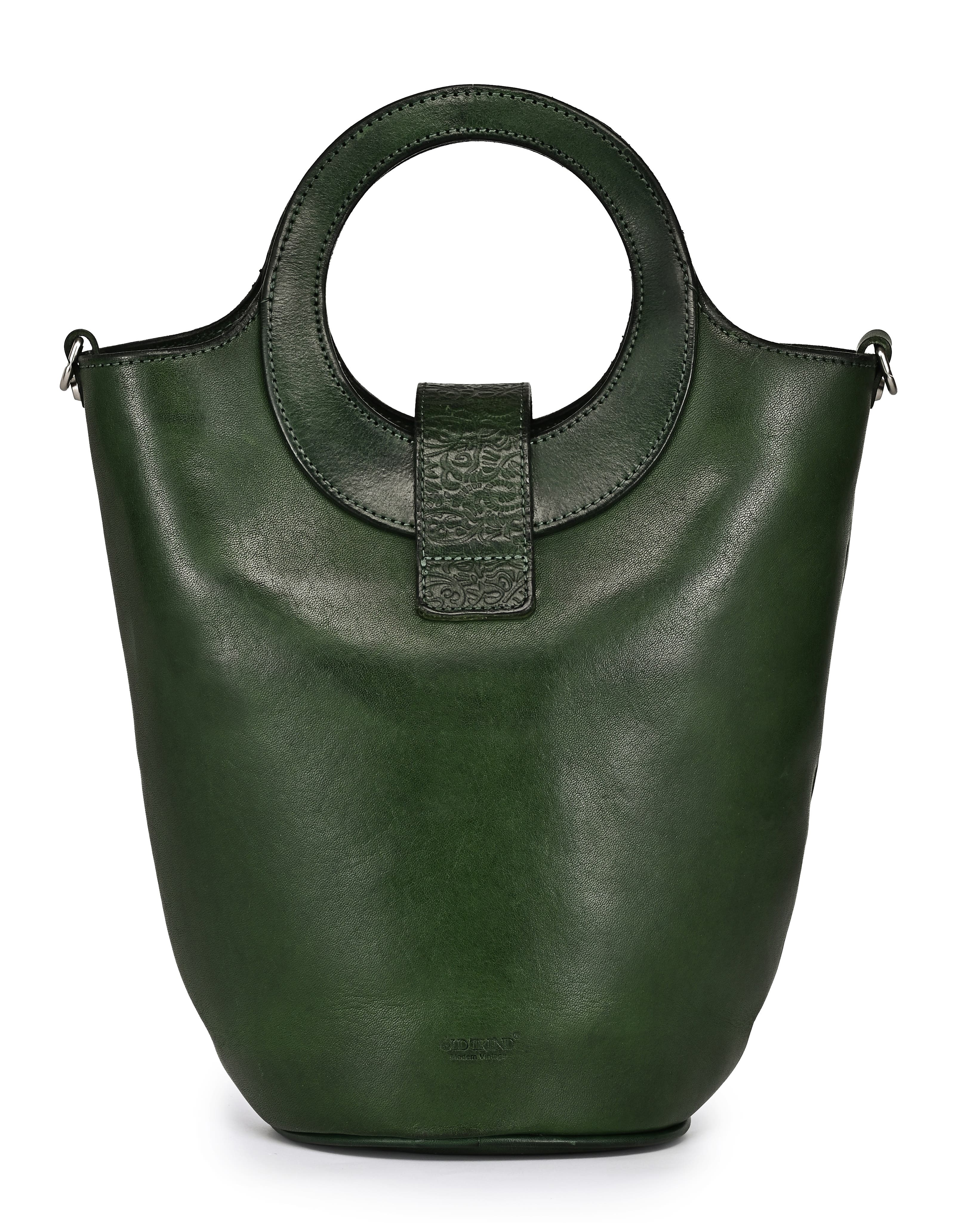 Lily Genuine Leather Structured Everyday Bucket Crossbody, Alternate, color, Green