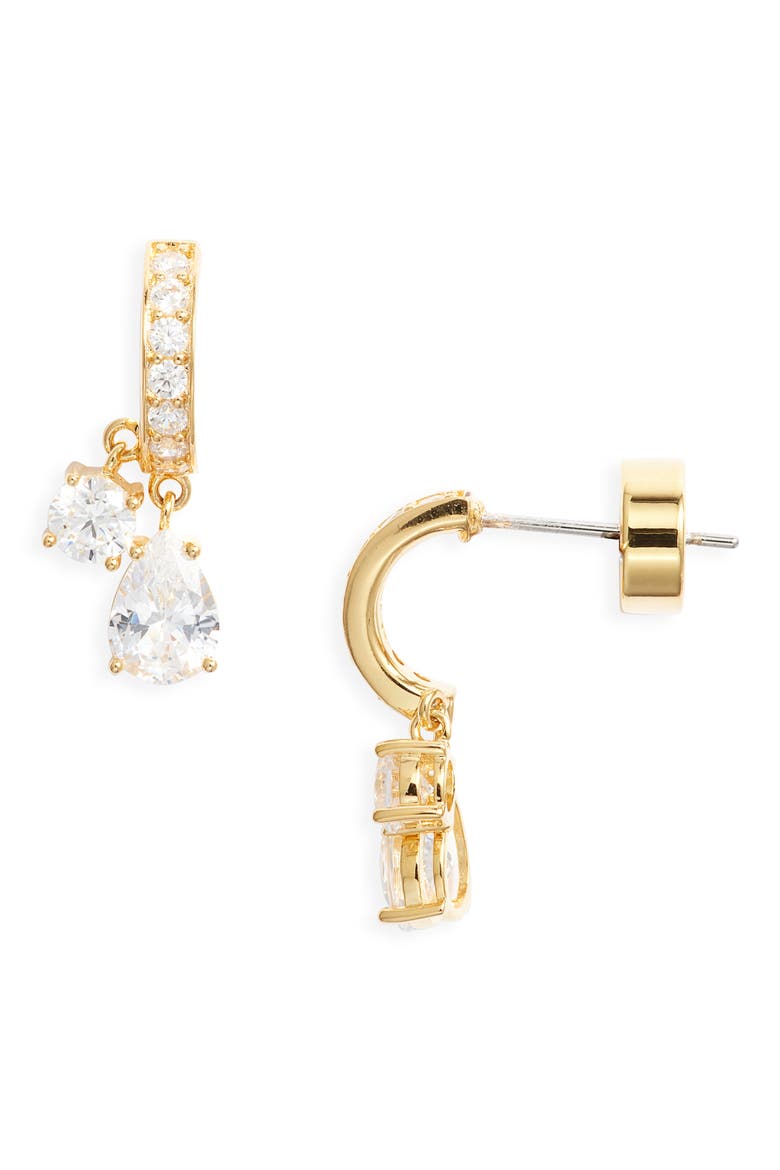Cubic Zirconia Dangle Earrings, Main, color, CLEAR- GOLD