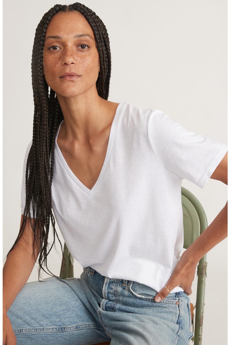 Boyfriend V-Neck T-Shirt, Alternate, color, WHITE