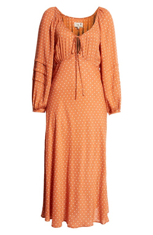 Shop Mille Suki Polka Dot Long Sleeve Cotton Blend Dress In Terracotta Dot