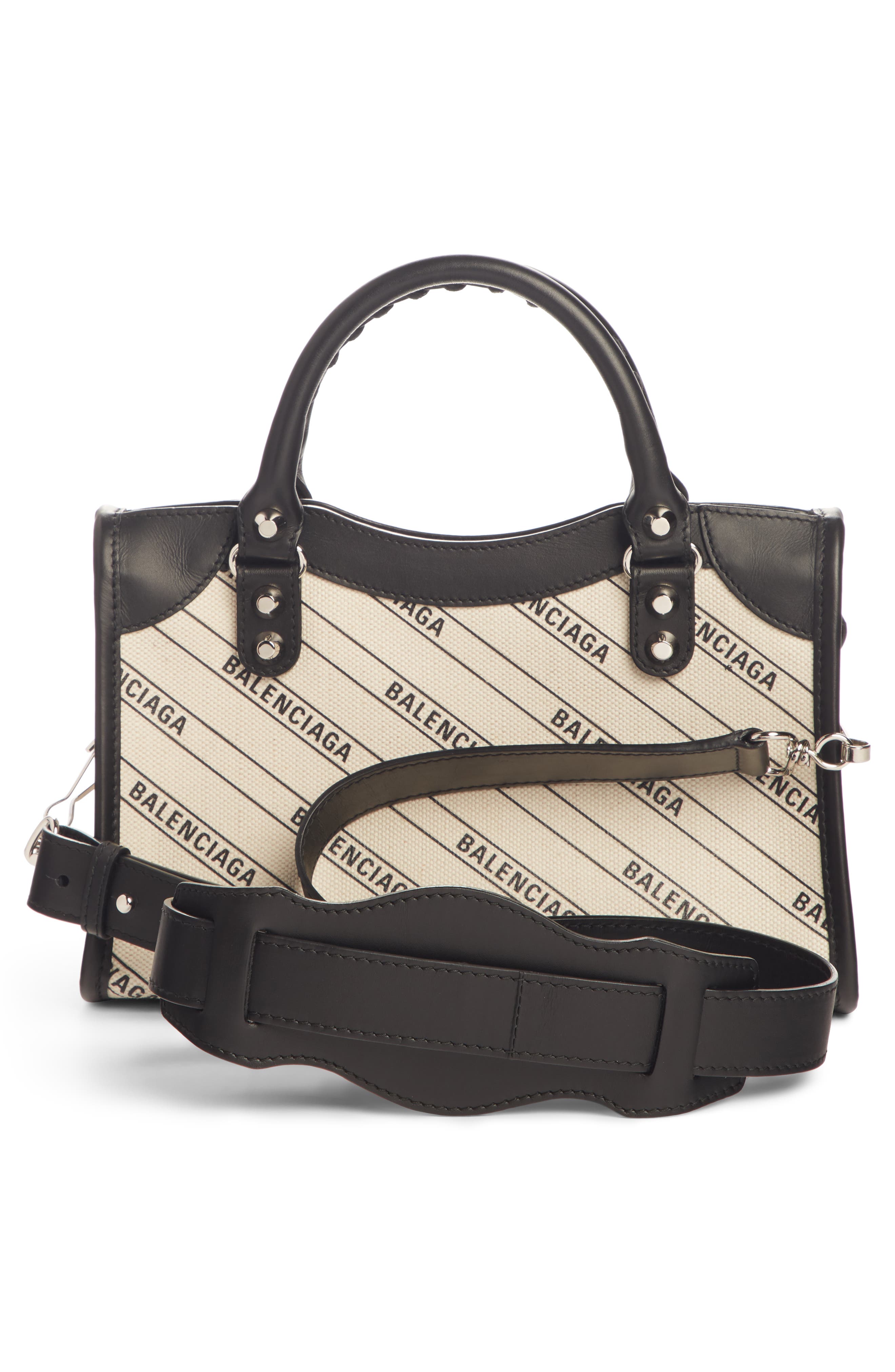 Balenciaga Mini City Canvas & Leather Tote, Alternate, color, 
