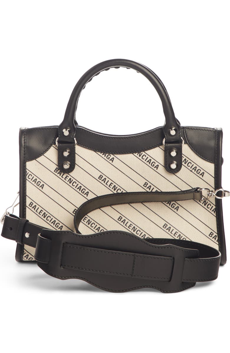 Balenciaga Mini City Canvas & Leather Tote, Alternate, color,