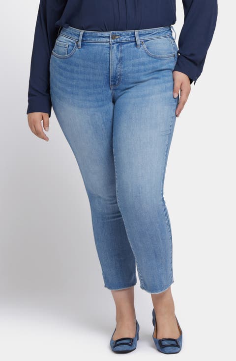 Sheri Fray Hem Crop Jeans (Plus)