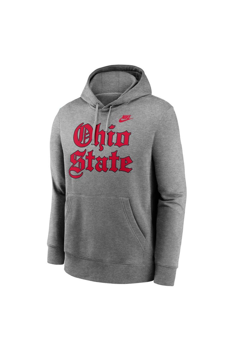 Men's Nike Gray Ohio State Buckeyes Old English Fleece Pullover Hoodie, Alternate, color, Gray