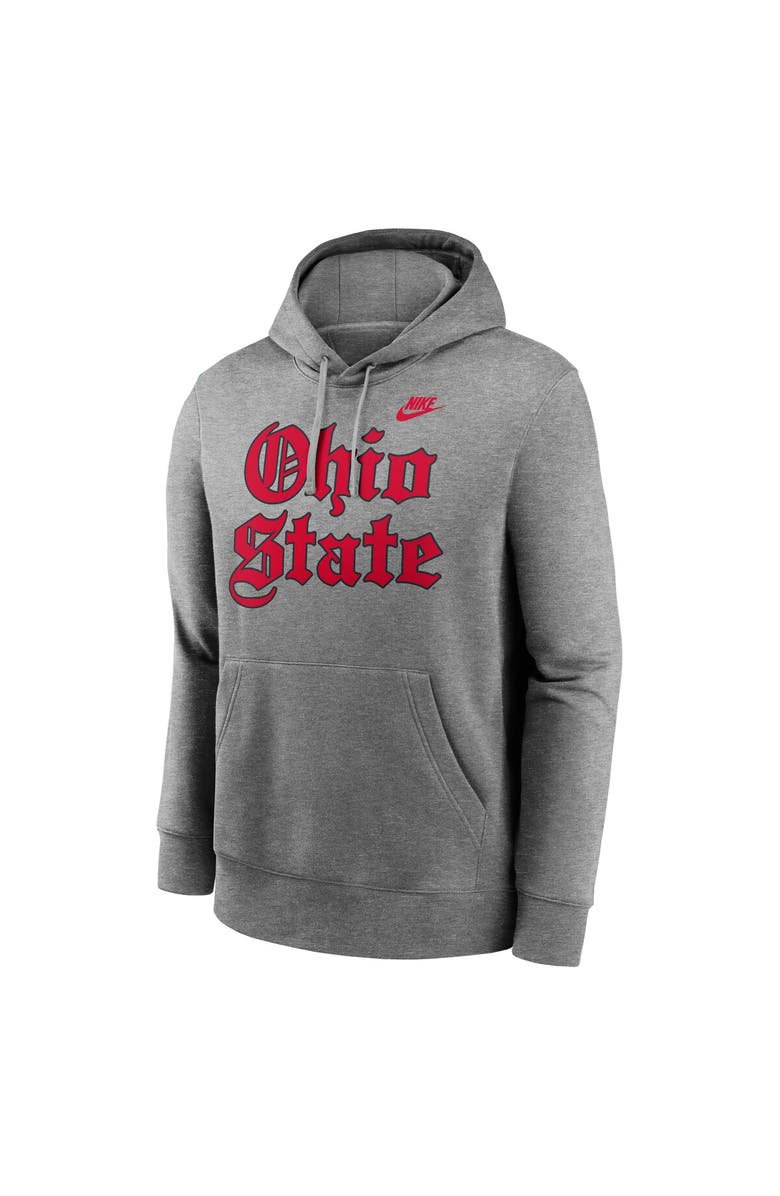 Nike Men's Nike Gray Ohio State Buckeyes Old English Fleece Pullover Hoodie, Alternate, color, Gray