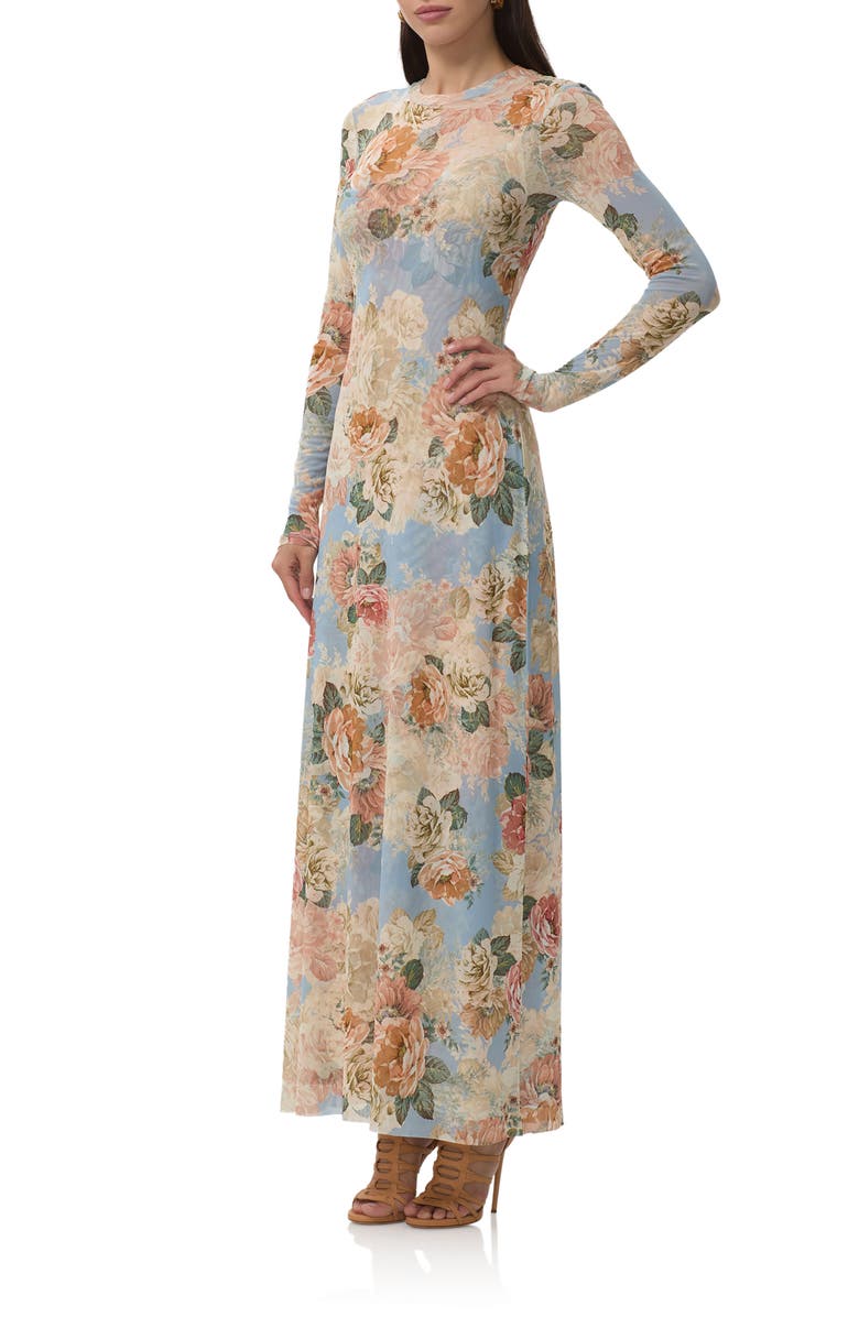 AFRM Paola Floral Print Long Sleeve Dress, Alternate, color, Soft Slate Bloom