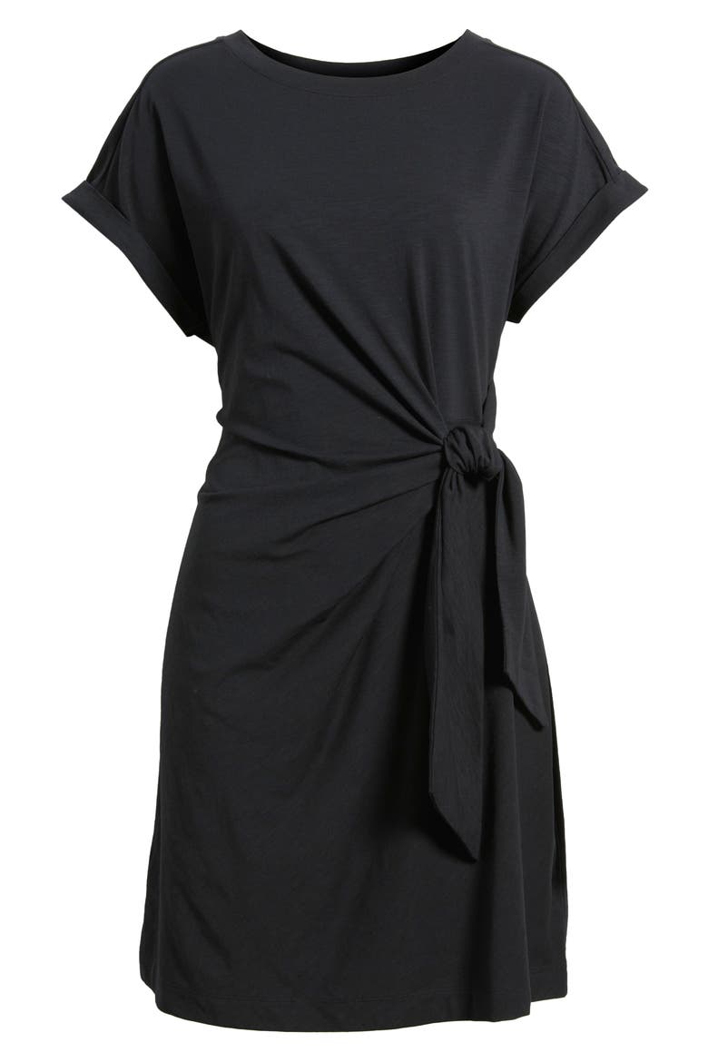 Marina Side Tie T-Shirt Dress, Alternate, color, BLACK