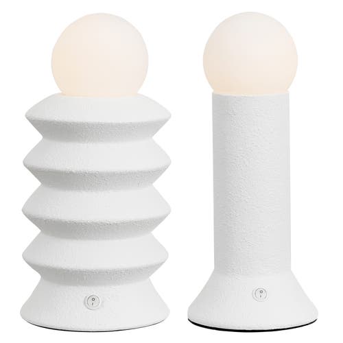 Jonathan Y Soren 13" Ceramic/glass Geometric Integrated Led Table Lamp In White