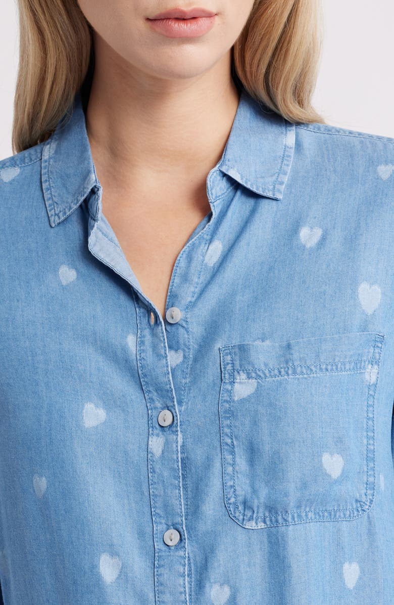 beachlunchlounge Cassie Chambray Button-Up Shirt, Alternate, color, Sunlit Hearts