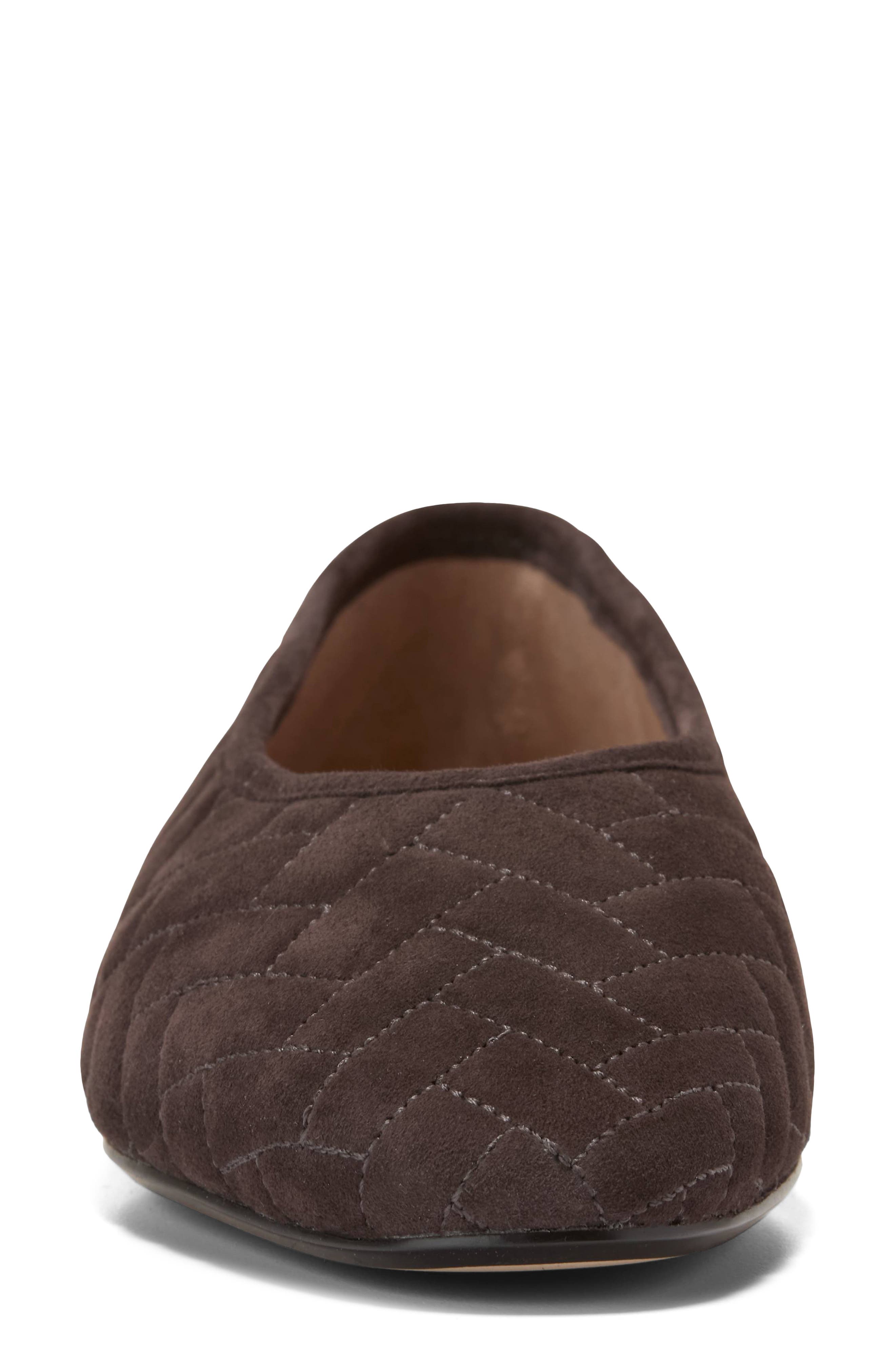Jasleen Quilted Ballet Flat, Alternate, color, DARK CHOCOLATE QUILTED SUEDE