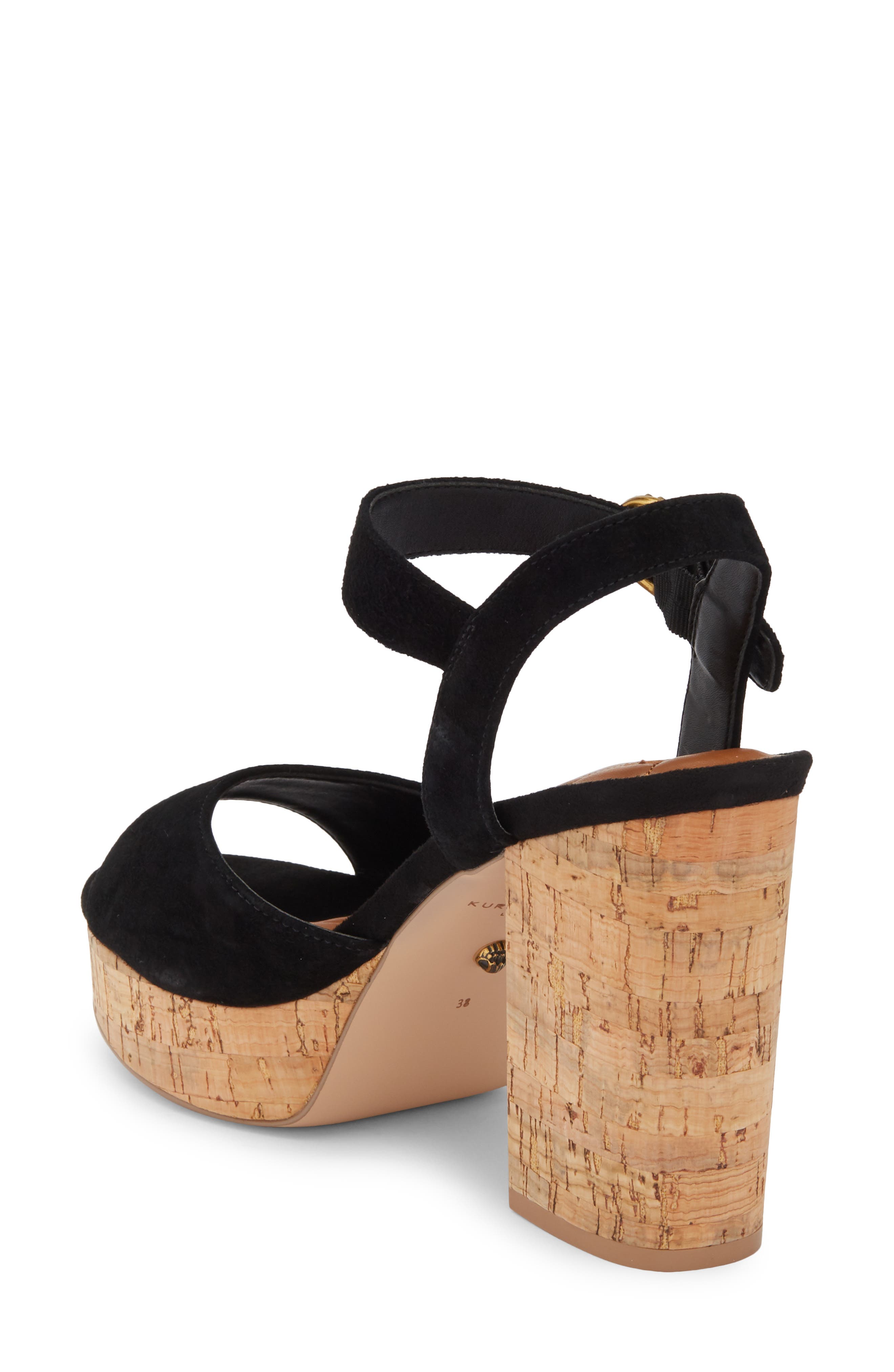 Kurt Geiger London Mayfair Cork Block Heel Platform Sandal, Alternate, color, Black