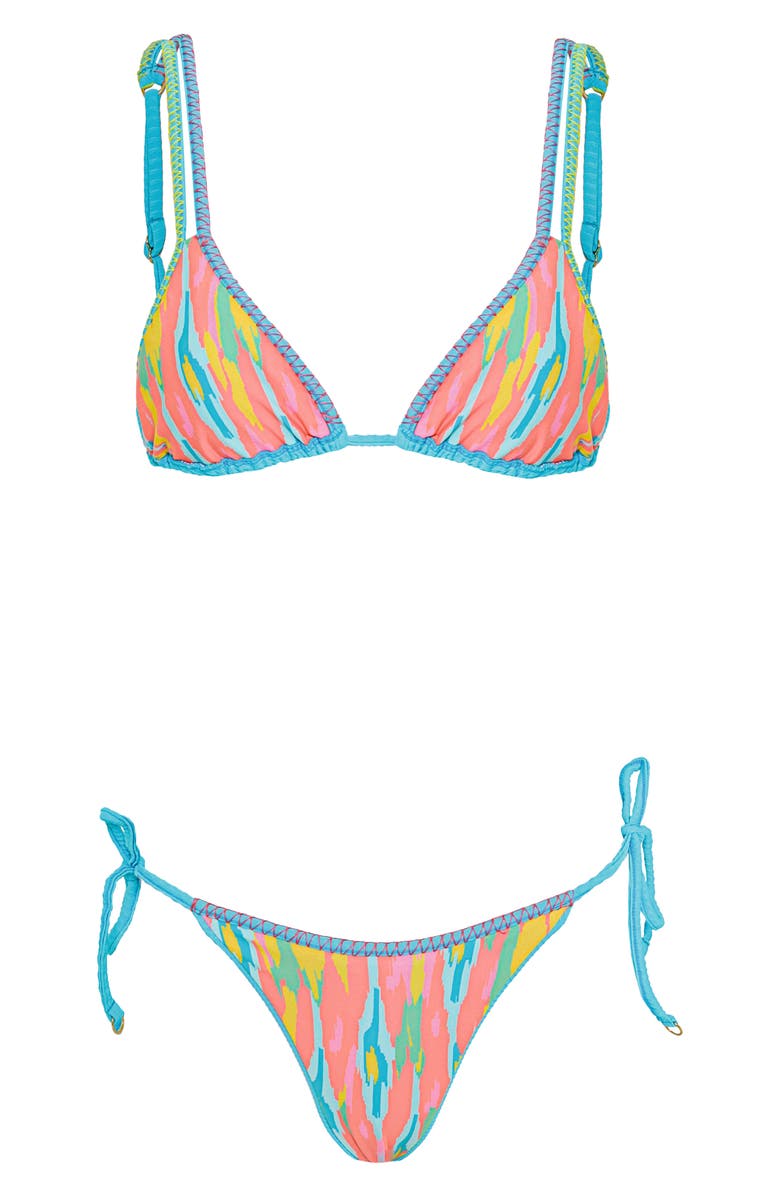 Maaji Aqua Dream Tulum Reversible Side Tie Bikini Bottoms, Alternate, color, Aquamarine