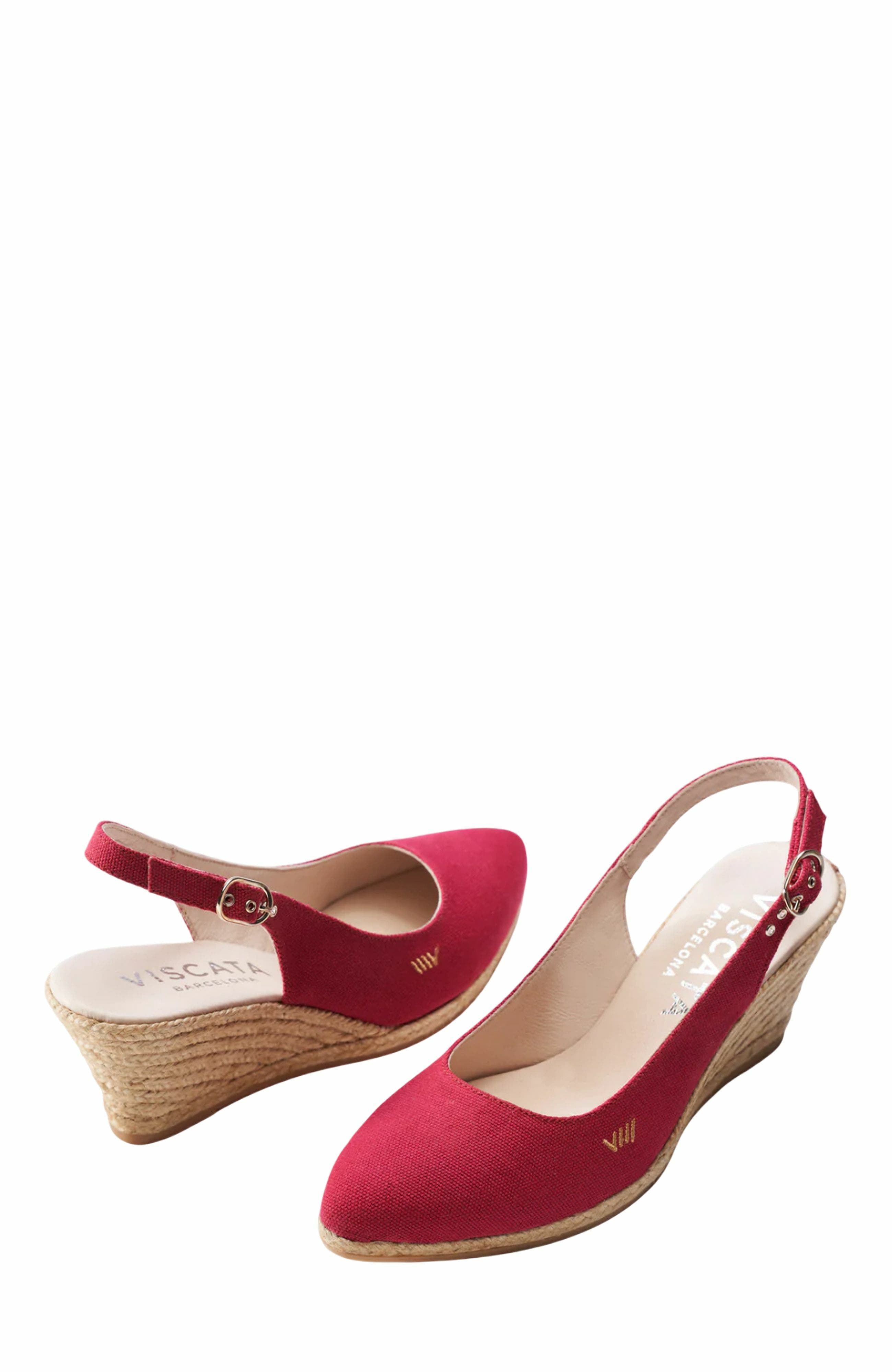 Palomera Canvas Espadrille Wedges, Alternate, color, Cherry
