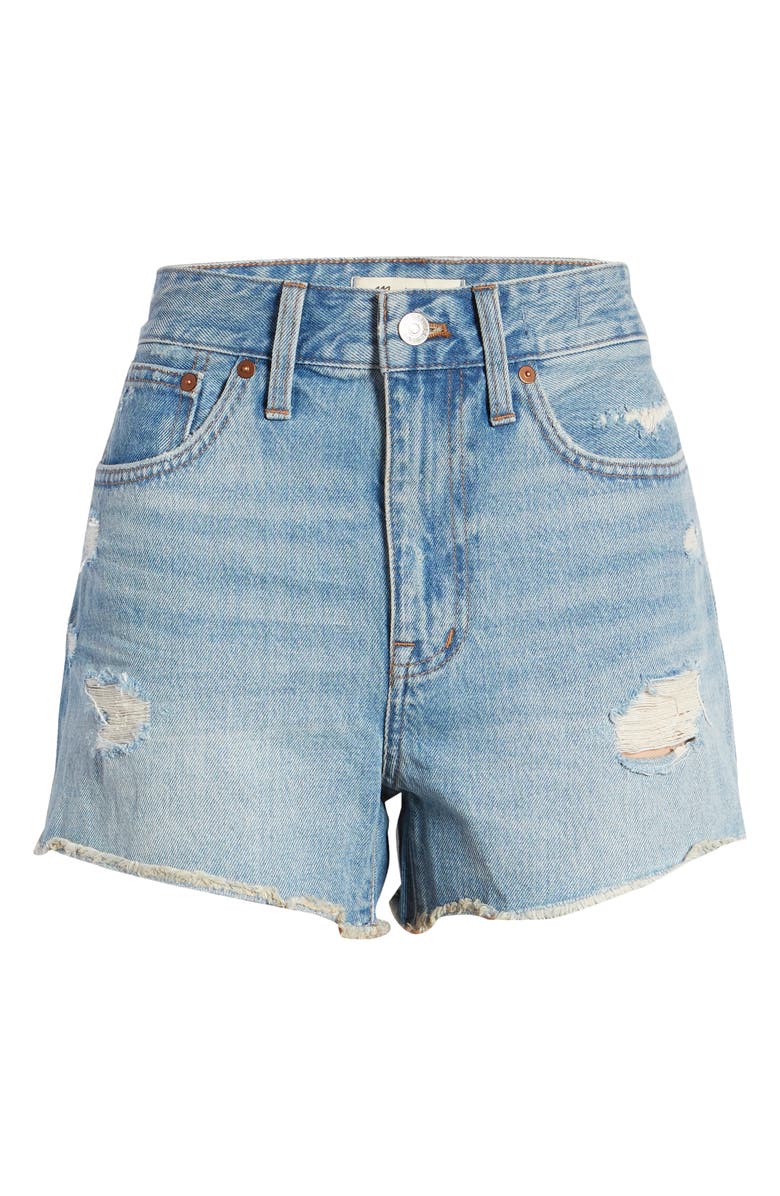Madewell Relaxed Destructed Edition Denim Shorts, Alternate, color, 