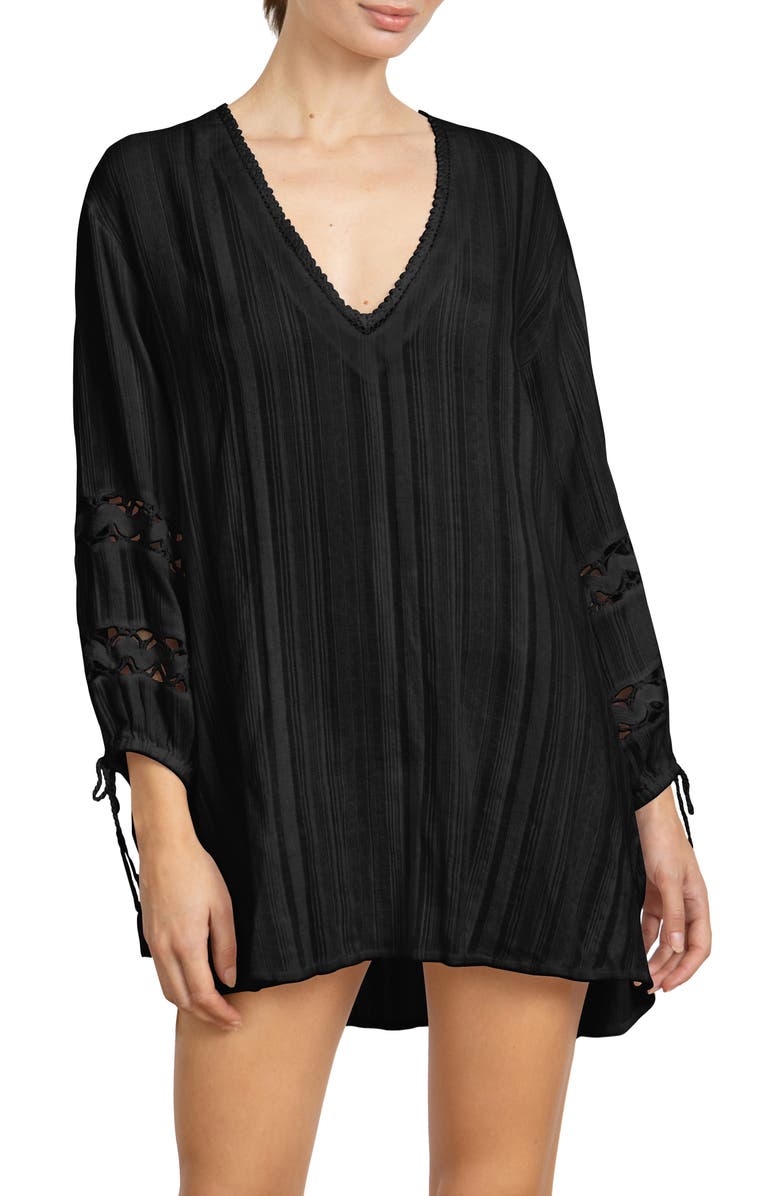 Robin Piccone Jo Long Sleeve Cover-Up Tunic, Main, color, 