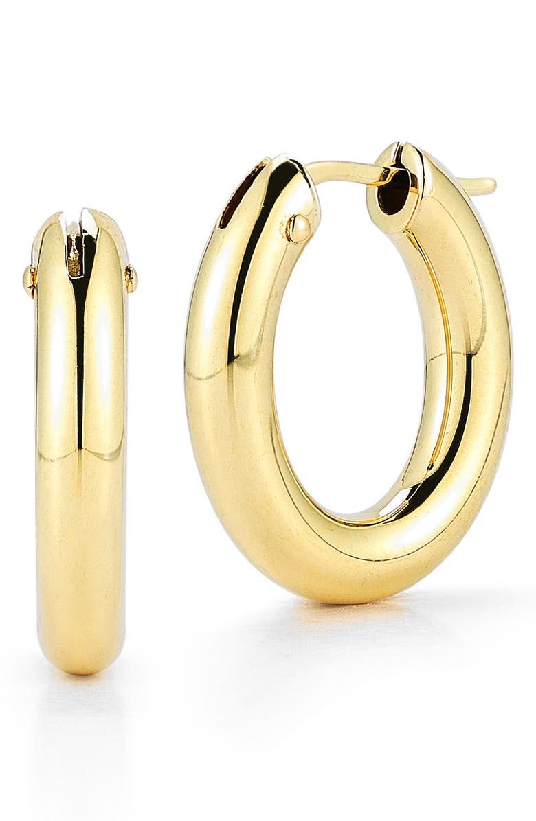 Roberto Coin Oval Hoop Earrings, Main, color, Yellow Gold